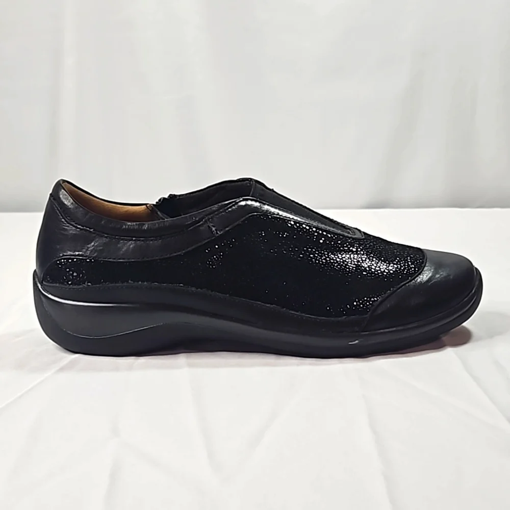 ZIERA Jump Leather/Suede Black Womens Loafers Size 38/7.5